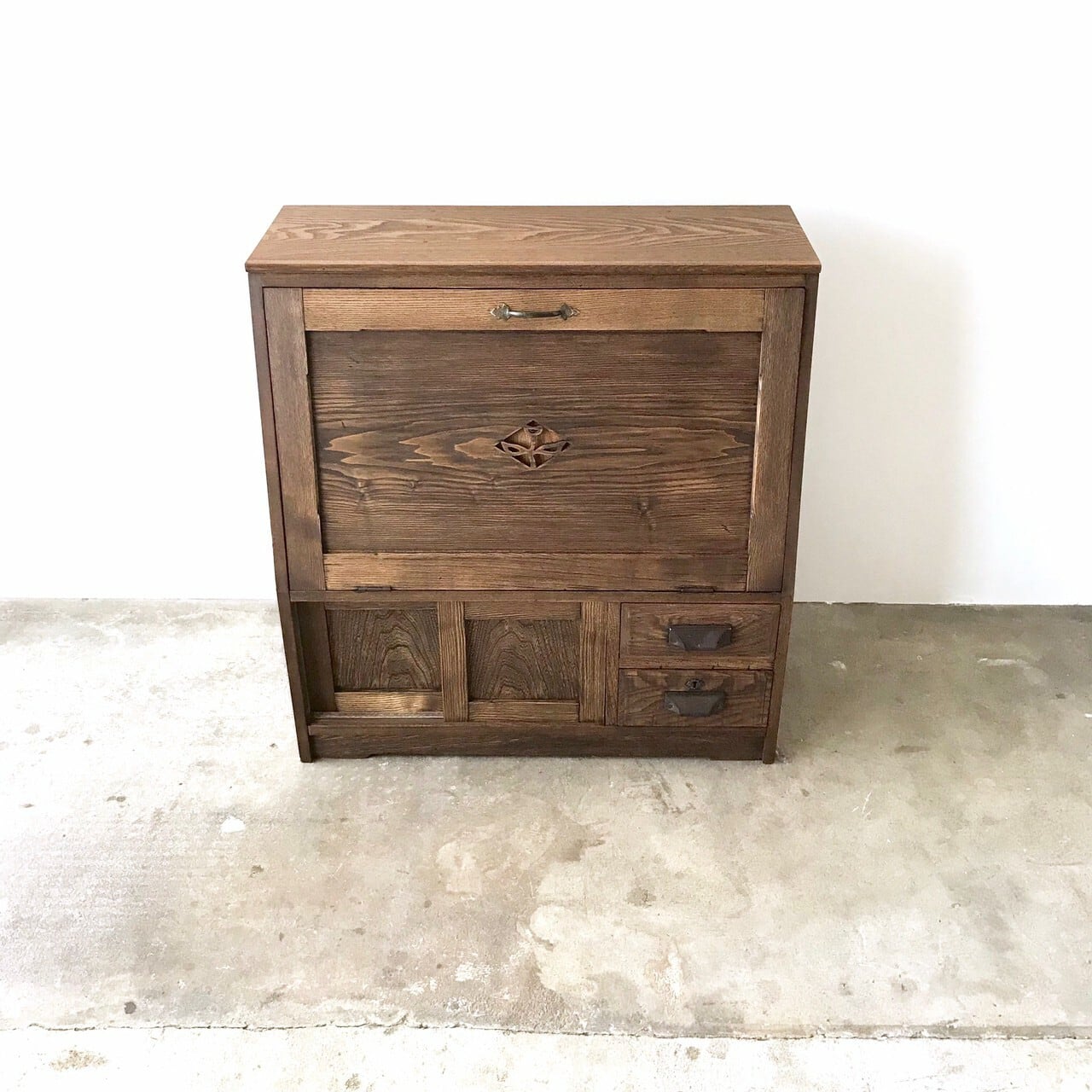 栗材のライティングビューロー　古家具