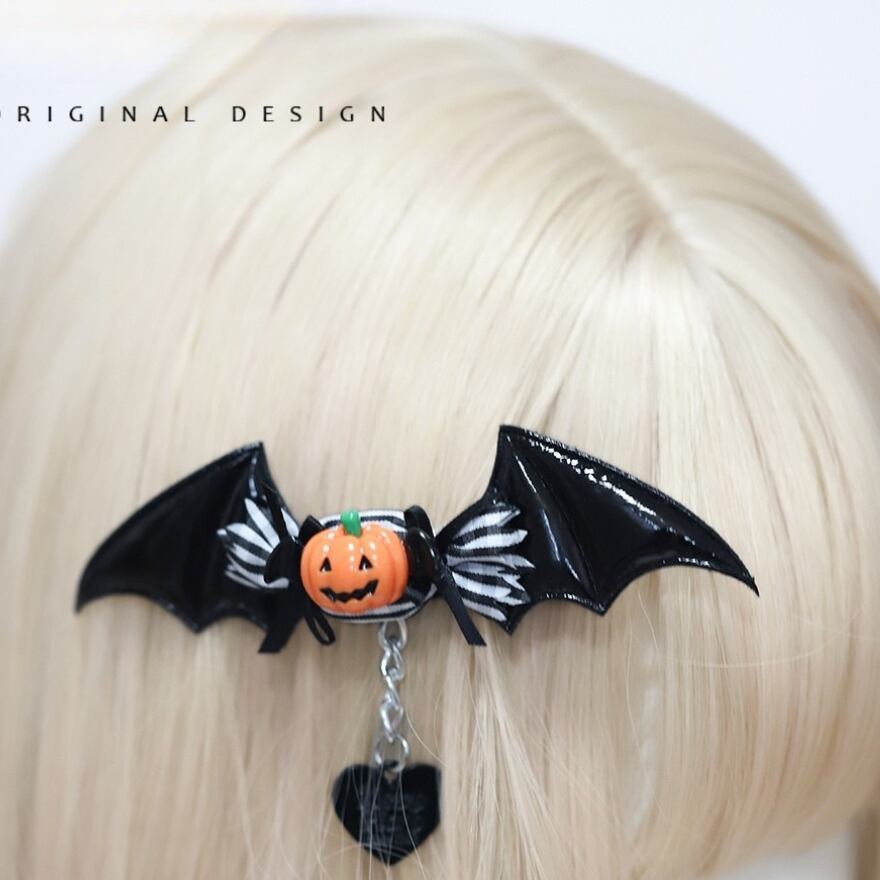サブカル 服 地雷系 通販 ハロウィン ヘアクリップ 1個 ヘアアクセサリー コウモリ パンプキン イベント パーティ