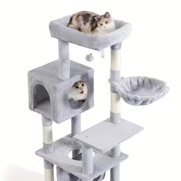 新品　キャットタワー　据え置き型キャットタワー　グレー　猫用品 猫ちゃん キャットタワー グレー キャットタワー スリム 据え置き
