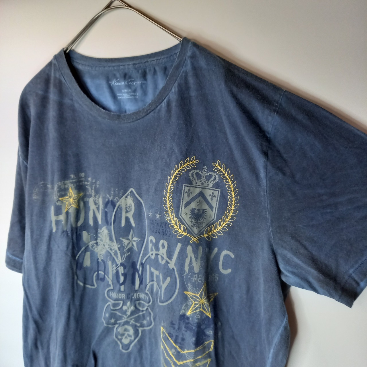 ケネスコール　クルーネック　プリントTシャツ　オーバーサイズ　ネイビー　XL