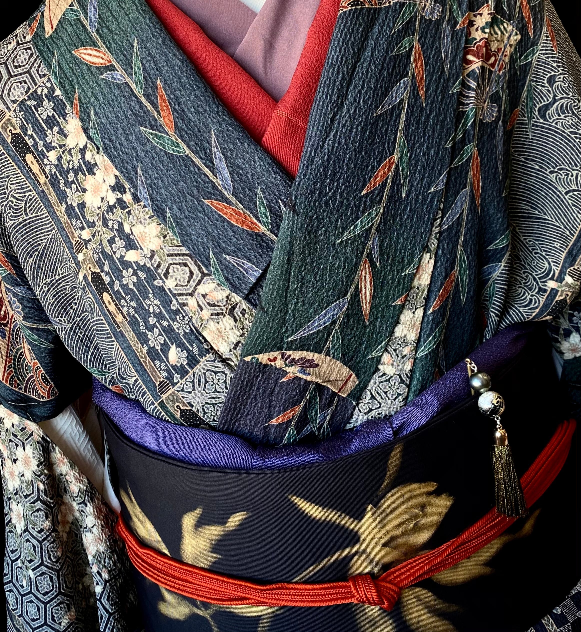 黒の牡丹の名古屋帯〉金彩 妖艶 個性的 黒の帯 SALE 送料無料 | 和小物