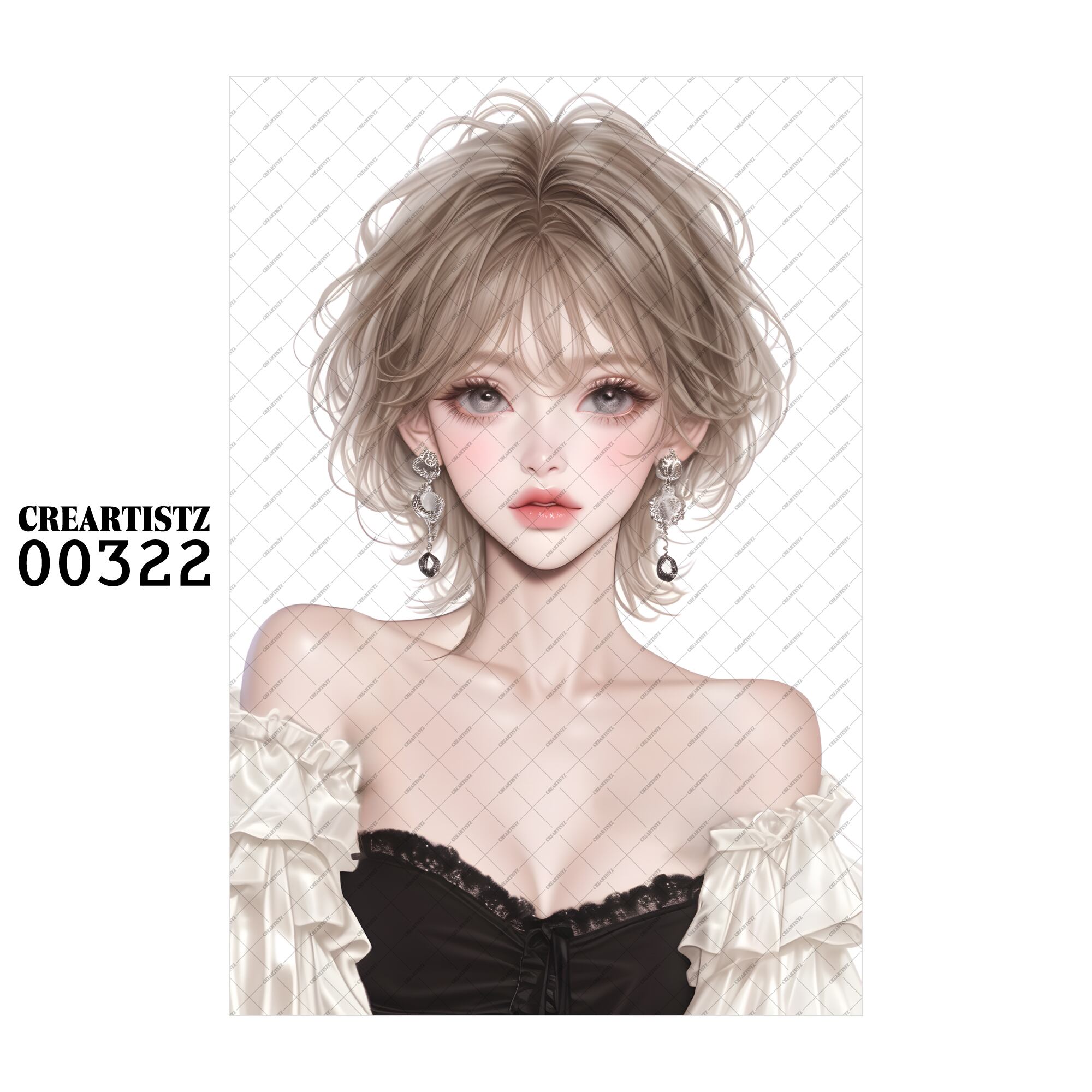 00322 ガール キュート オリジナル ペーパー/ステッカー 4枚セット CREARTISTZ