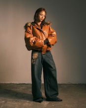 Washed out script jeans