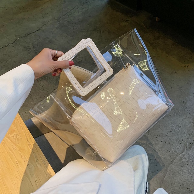 大容量バッグ透明女性バッグ2020新しい流行のファッションウエスタンスタイルショルダーバッグワイルドクロスボディポータブルピクチャーアンドマザーバッグ 手作りハンドバック6175439093