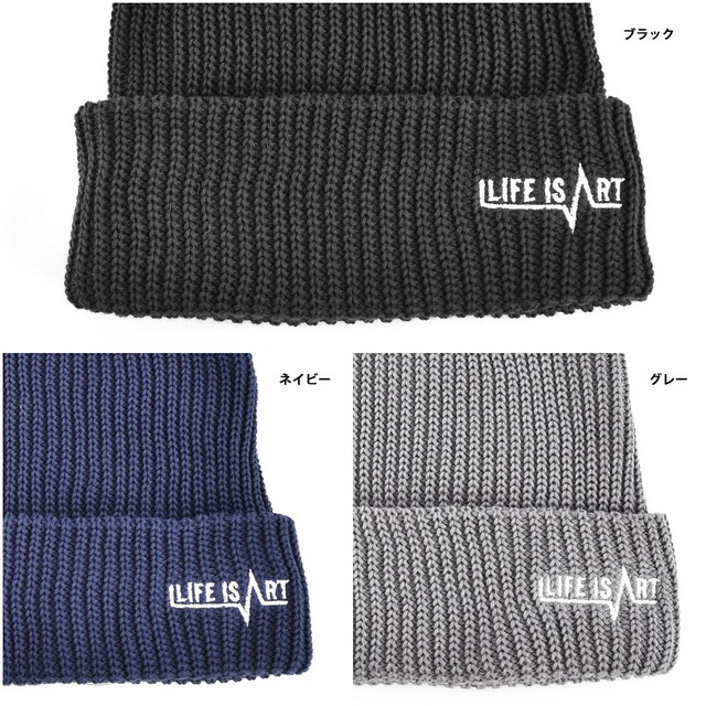 ライフ イズ アート Life is ART USA コットン アゼ ニットキャップ ワンサイズ ブラック