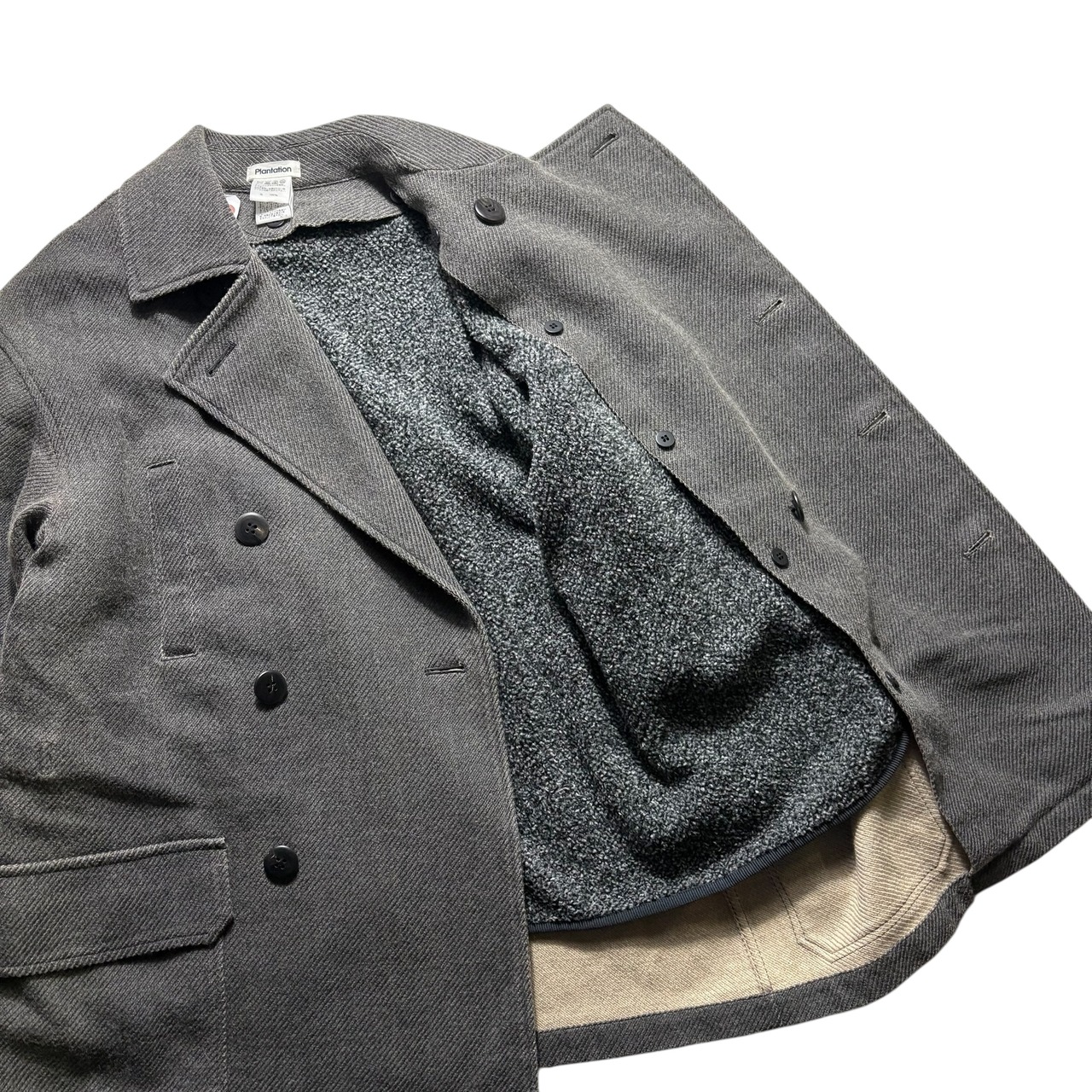 Plantation wool double breasted coat with boa liner