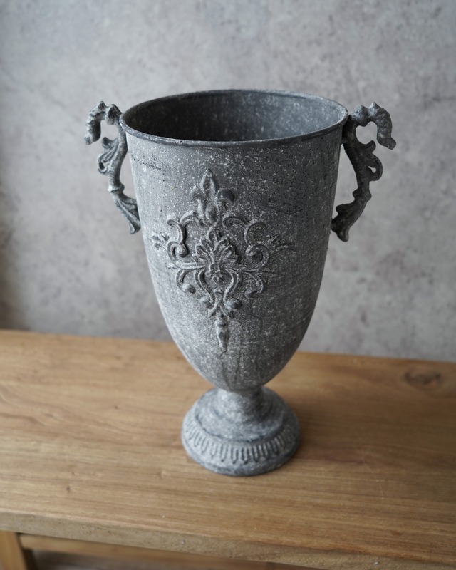 【植木鉢】ブリキ　アンティークトールカップ   Ø22 cm　底穴あり