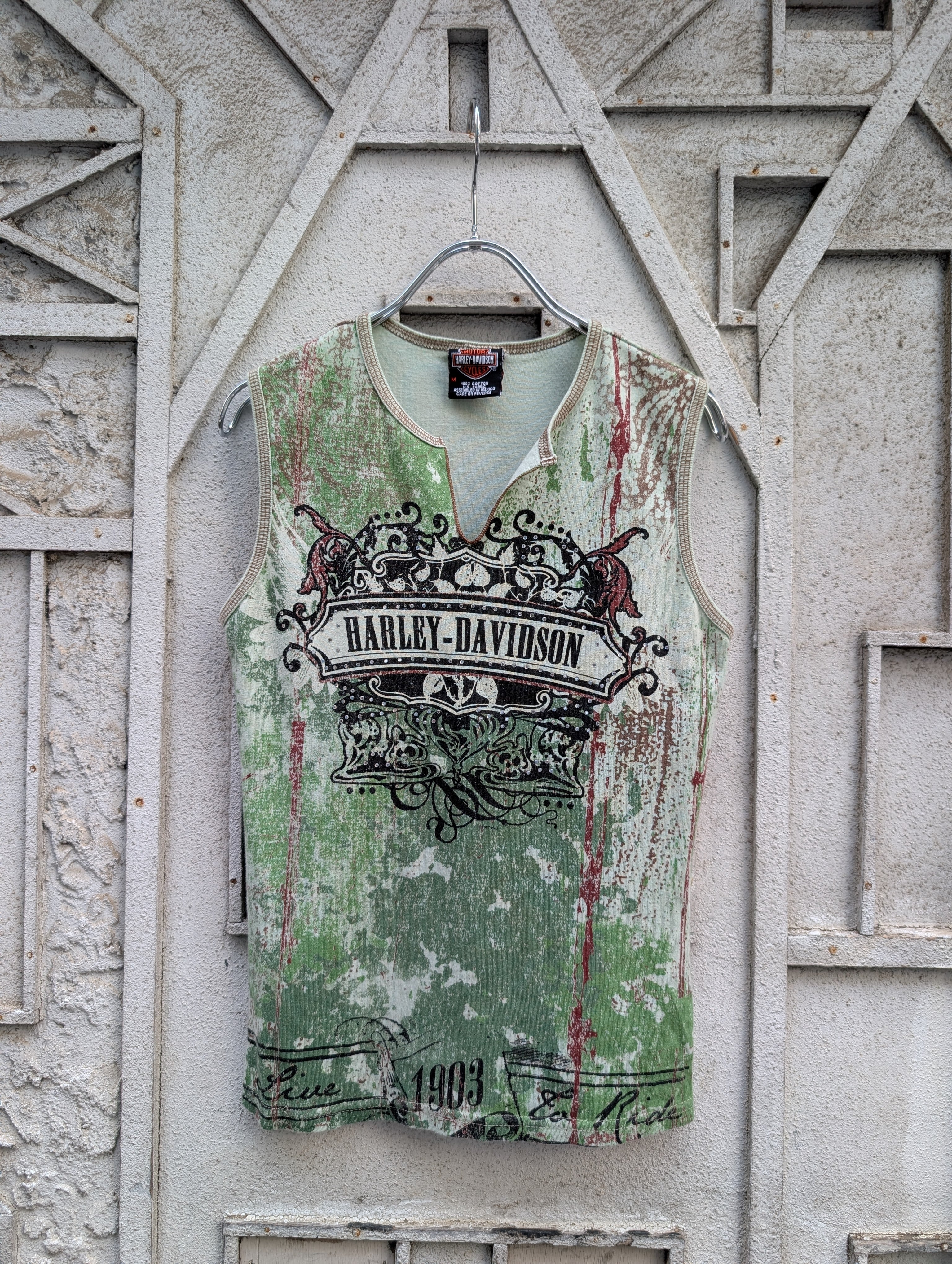 "HARLEY DAVIDSON" rhinestone tank top