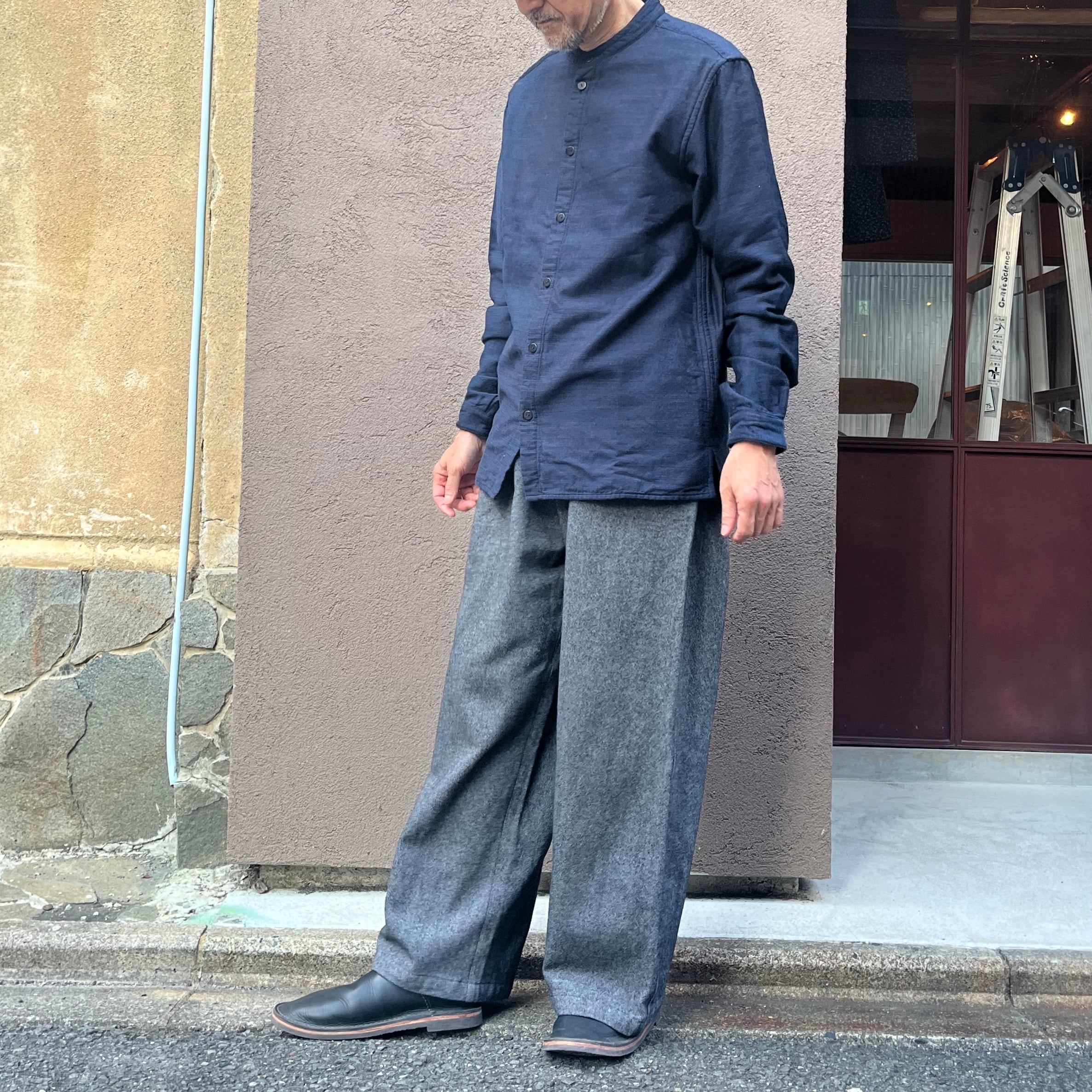 MITTAN SH-112 毛綿三重織シャツ 紺がさね | Routes*Roots