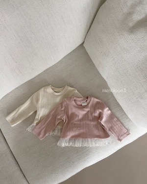 送料無料【予約】mienbloomB /Baby Heart Lace T-shirt
