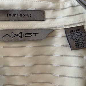 【AXIST】ストライプ 個性派 柄シャツ 半袖シャツ オールパターン 凹凸 クリーム XL ビッグサイズ US古着