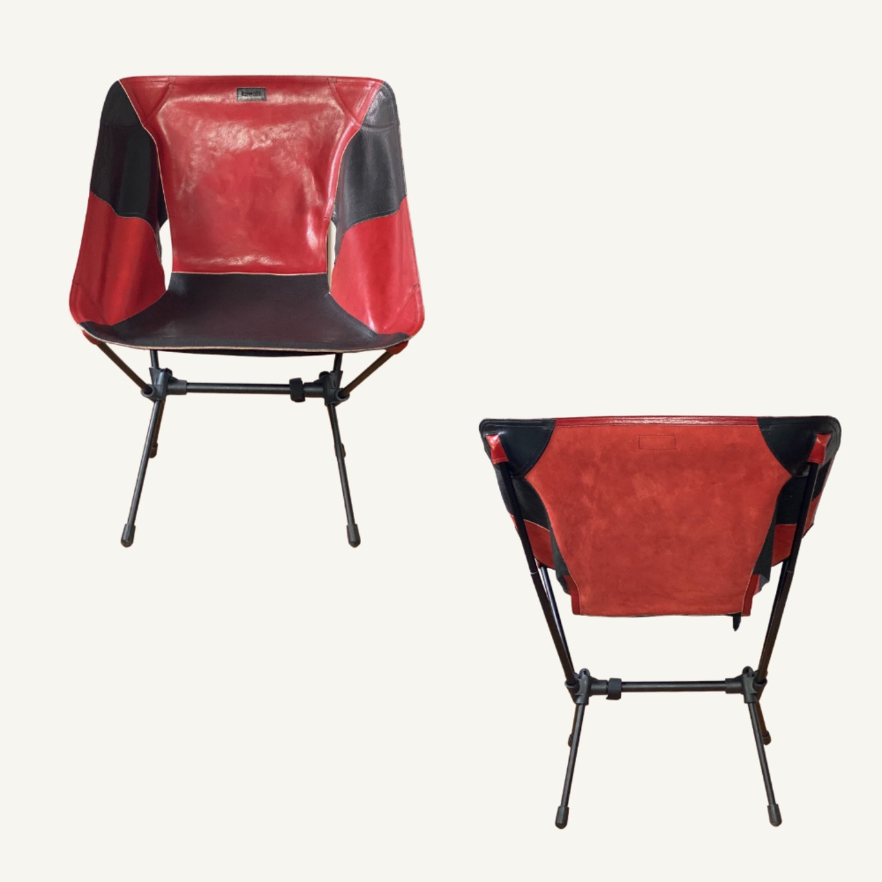 RADIO BROTHERS Limited product【RADIO BROTHERS×kawais】 Leather chair seat<garbon> Black & Red brown