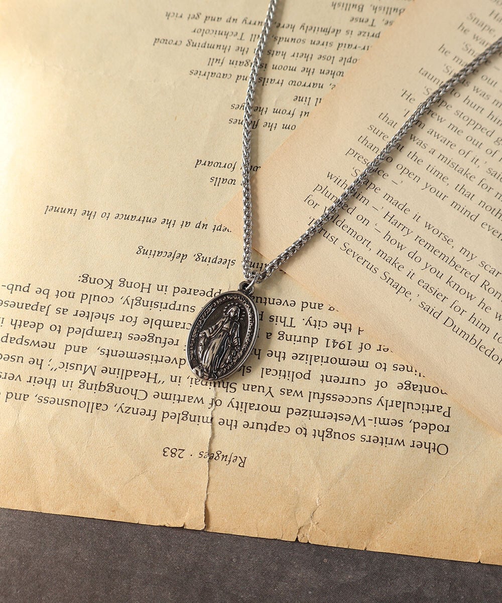 【サージカルステンレス 316L】メンズライク モチーフネックレス オーバルコイン 金属アレルギー対応