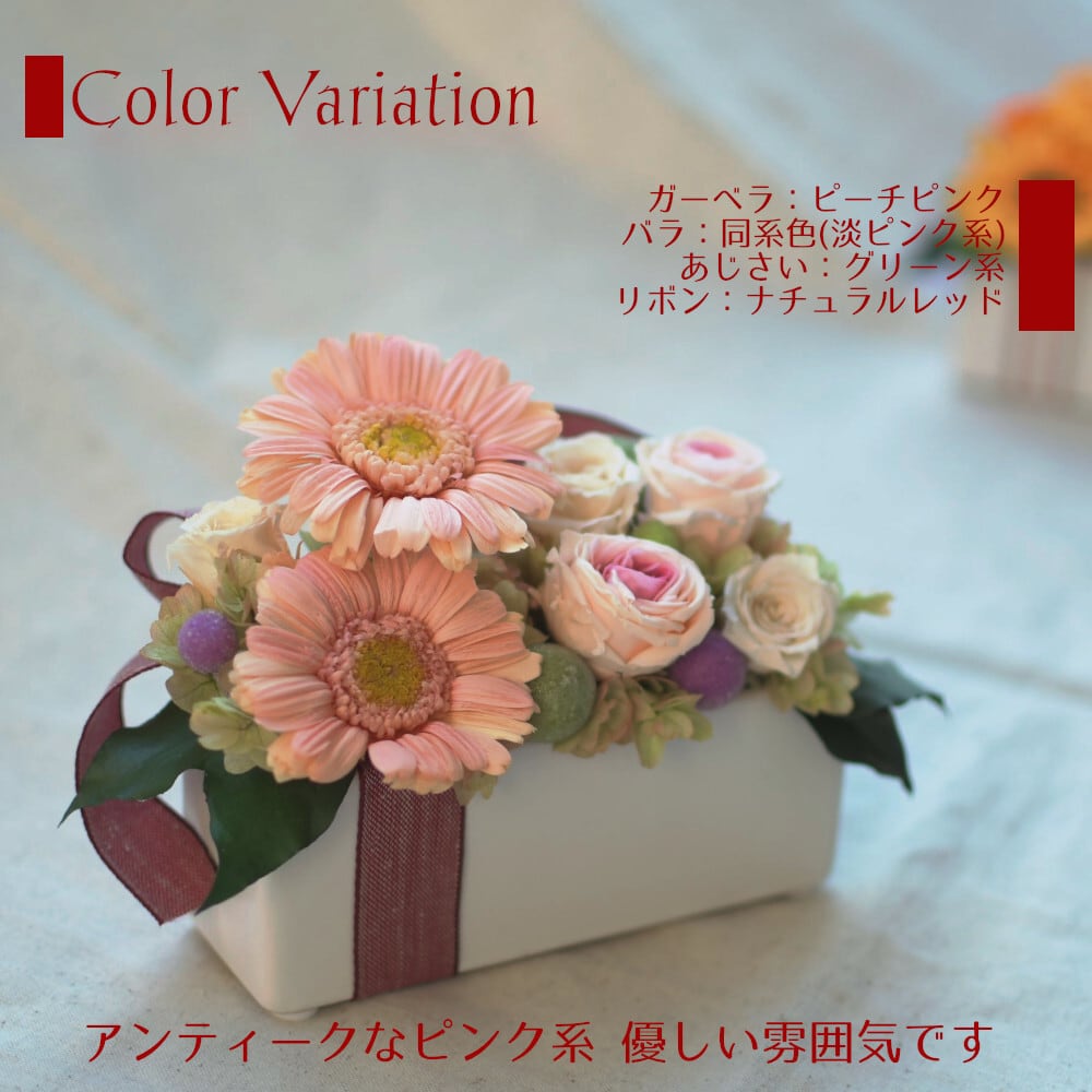 ガーベラ プリザーブドフラワー 色が選べるアレンジ Luce ケース入 母