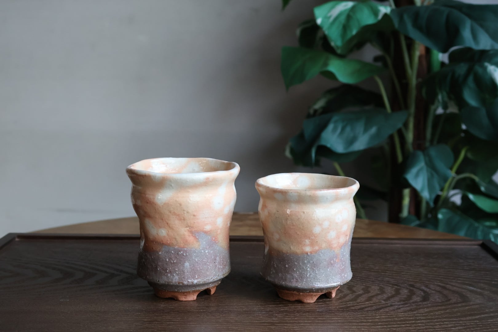 萩焼窯元 萩陶苑 椿秀窯 粉引ゆらぎ組湯呑 豊作