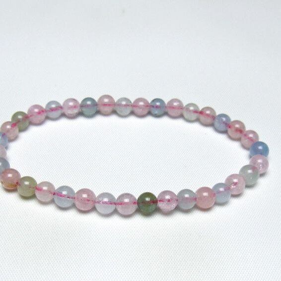 ミックスカラーベリル ブレスレット 5mm 一点物 メール便可 [M便 1/10] 111-48823