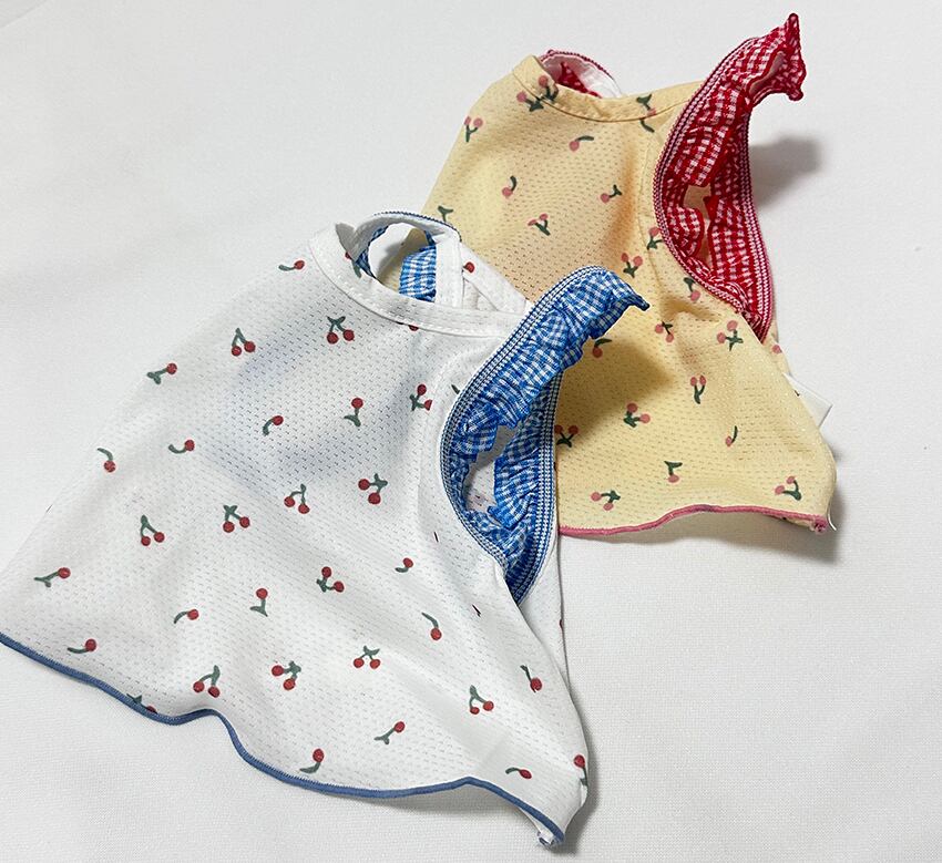 cool mesh cherry tank top XS ~ XL 2color / 犬服 メッシュ素材 ショート丈 チェリー柄 犬 服 夏 キャミソール 軽量 おぱんつカット タンクトップ 涼しい crop top 薄手 ノースリーブ 可愛い 韓国 ペット服 通気性抜群 犬の服 ドッグウェア 袖なしTシャツ 猫