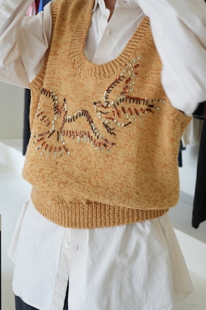 70s~ sequins knit vest