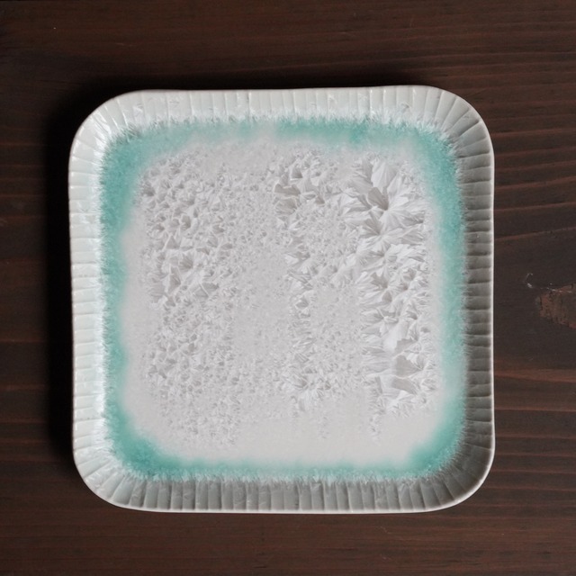 【大雪窯　板東光太郎】雪結晶釉角皿　16