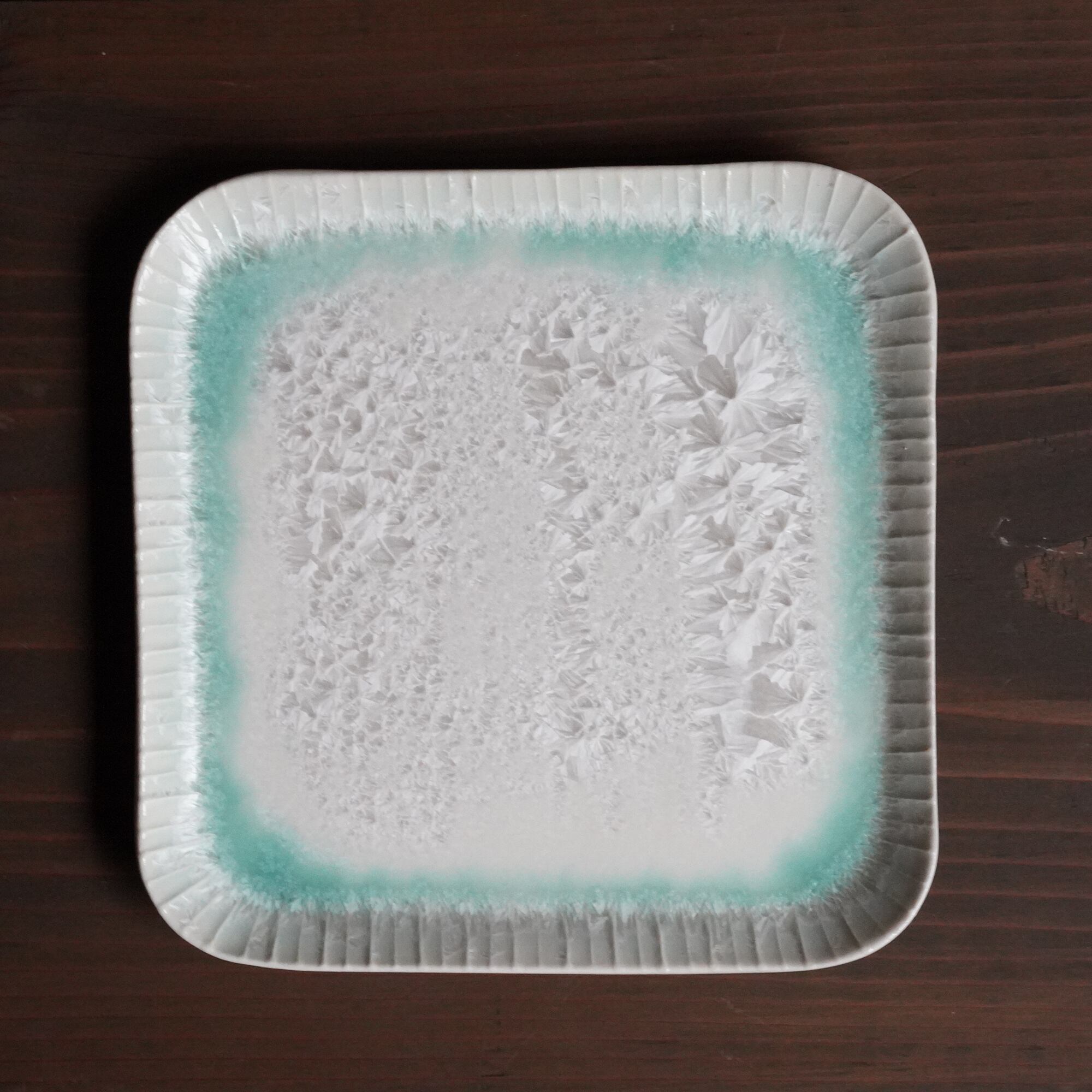 【大雪窯 板東光太郎】雪結晶釉角皿 16
