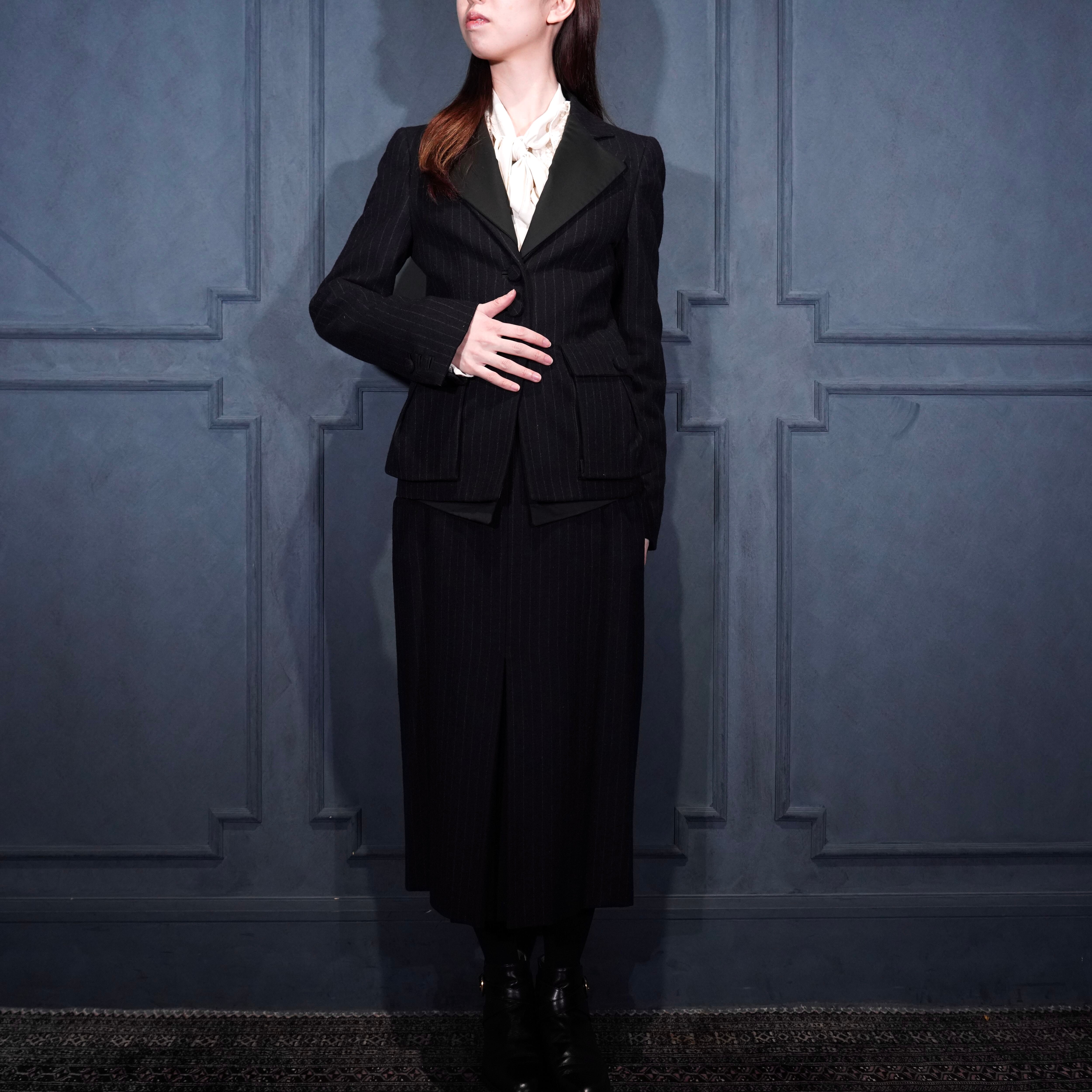 BOTTEGA VENETA ボッテガベネタ　スラックス　ウール　カスリ柄　黒 ストライプ ウール パンツ のために ウィメンズ で ブラック/ダーク