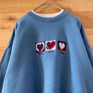 【US古着】刺繍 かわいい系 ハート LOVE スウェット トレーナー US古着