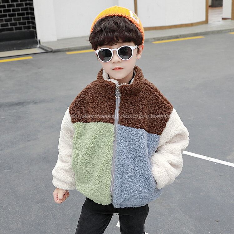 90㎝-140㎝】ボアジャケット ブルゾン 厚手 コート 韓国版 男の子 韓国 