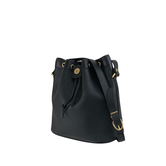 Christian Dior クリスチャン ディオール ショルダーバッグ ブラック ロゴ PVCレザー 巾着 vintage ヴィンテージ オールド amjphh
