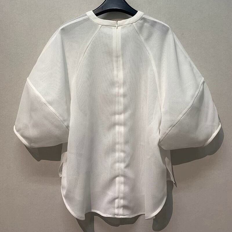 chiffon round neck pullover W00073