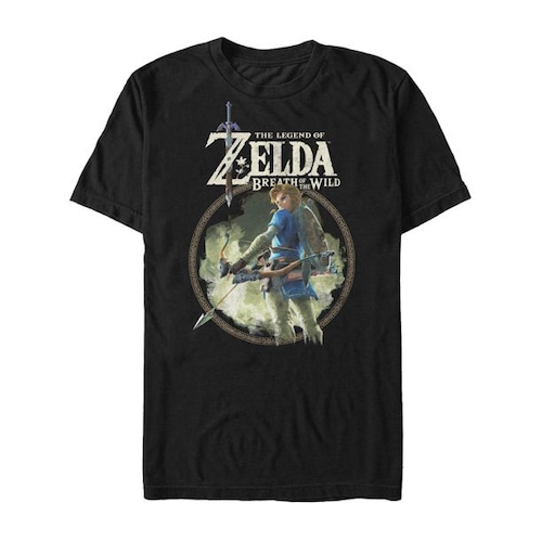 ニンテンドー  Tシャツ Nintendo Legend of Zelda Breath of the Wild Circle Black ゼルダの伝説 ブレス オブ ザ ワイルド 円形