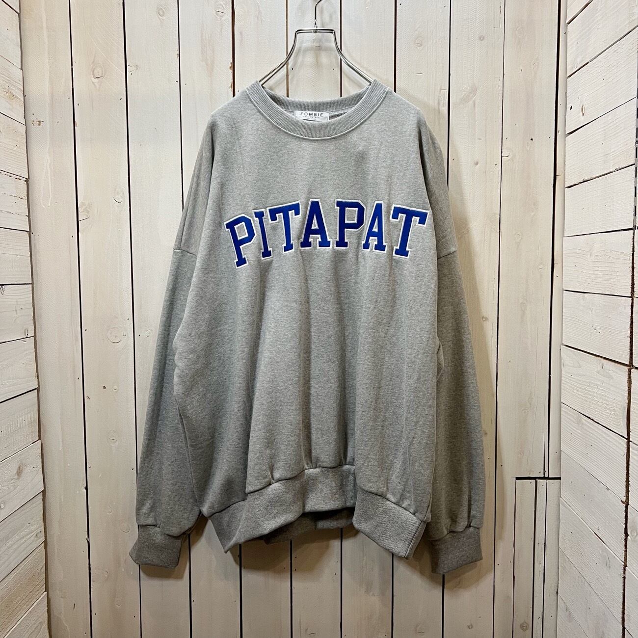 【221852-3】PITAPAT logo embroidered crew neck sweatshirt / PITAPAT ロゴ 刺繍  クルーネック スウェット