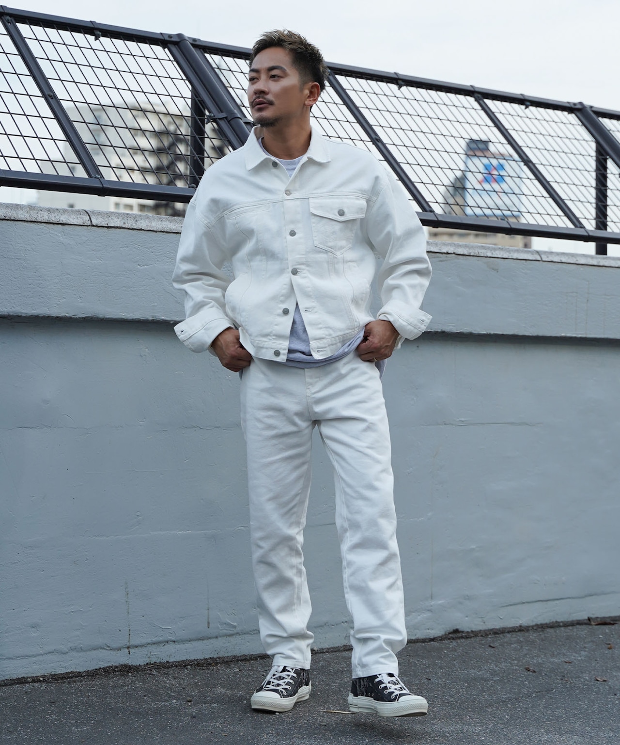 【#Re:room】SLIM STRAIGHT WHITE DENIM［REP246］