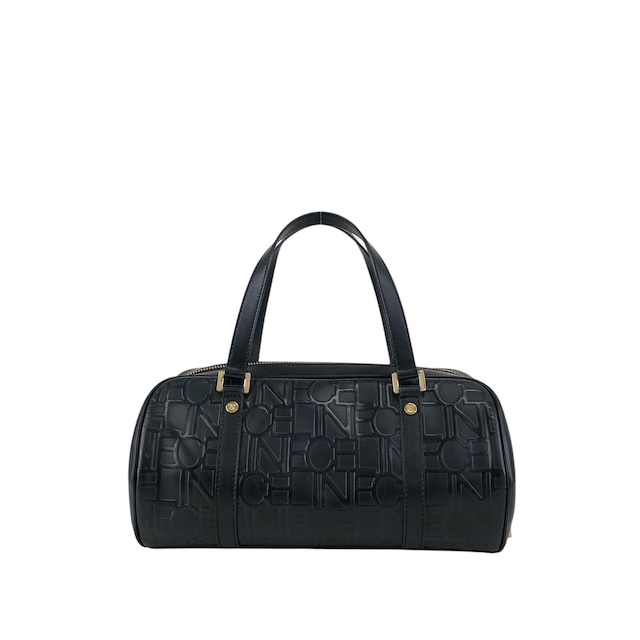 CELINE セリーヌ ハンドバッグ ブラック ロゴ型押し レザー ロールバッグ vintage ヴィンテージ オールド 2jj6ge