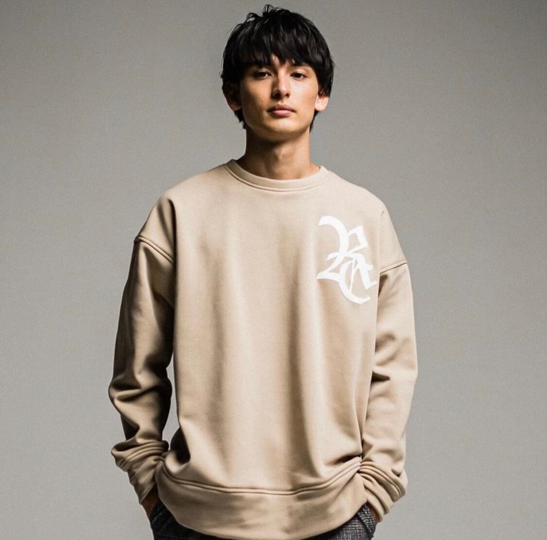 RESOUND CLOTHING / RC velours fleece drop trainer BLACK / ルーズトレーナー / ユニセックス