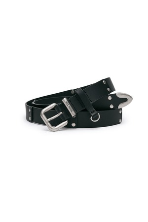 [Matin Kim] DOUBLE STUD LEATHER BELT IN BLACK 正規品 韓国ブランド 韓国通販 韓国代行 韓国ファッション マーティンキム matinkim 日本 店舗