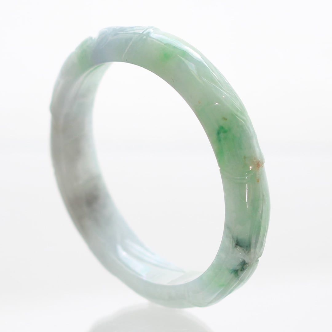 内径 55.4mm】翡翠彫りバングル A貨翡翠 jd_bg1302 | 【MeiNu