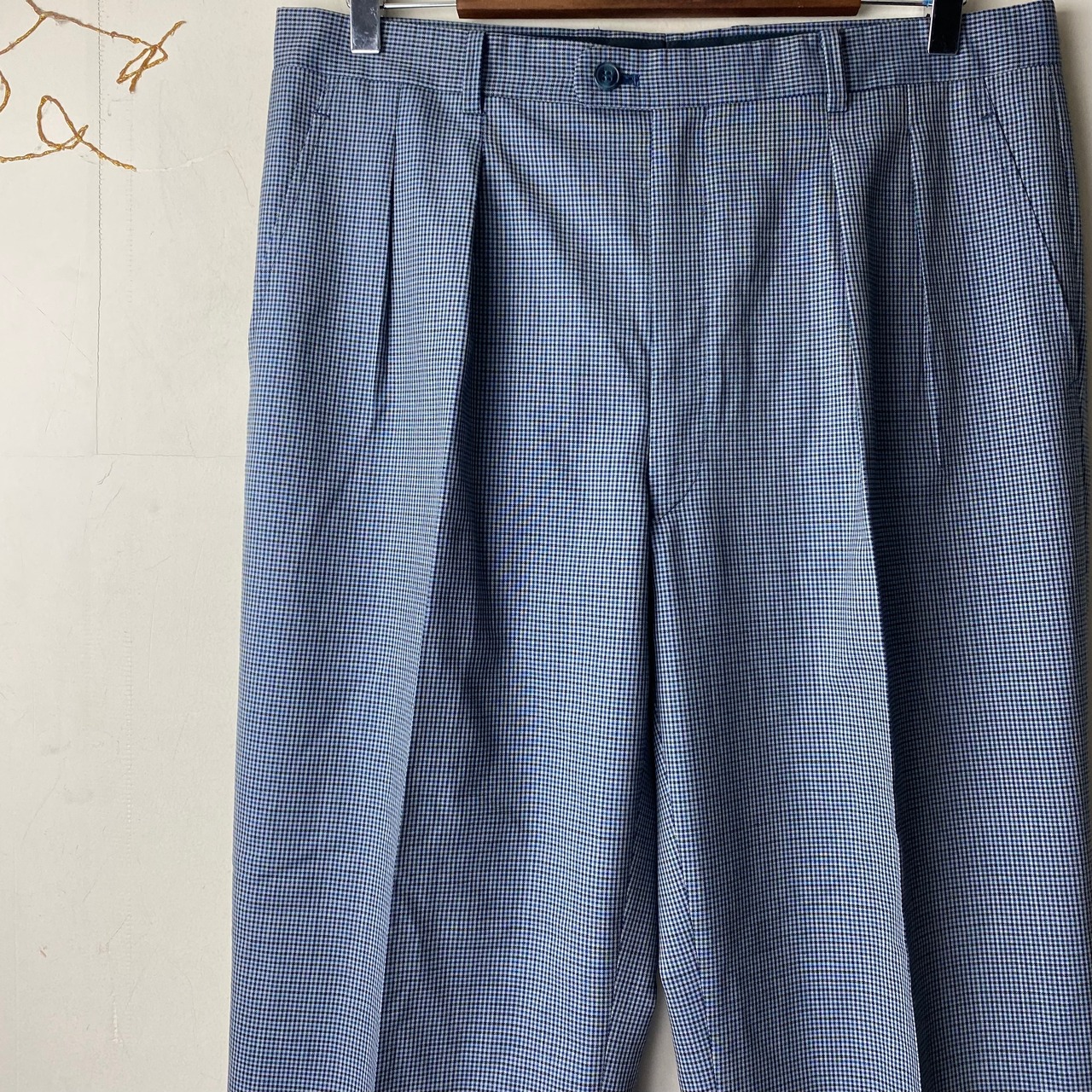 old CHRISTIAN DIOR plaid pattern wide slacks