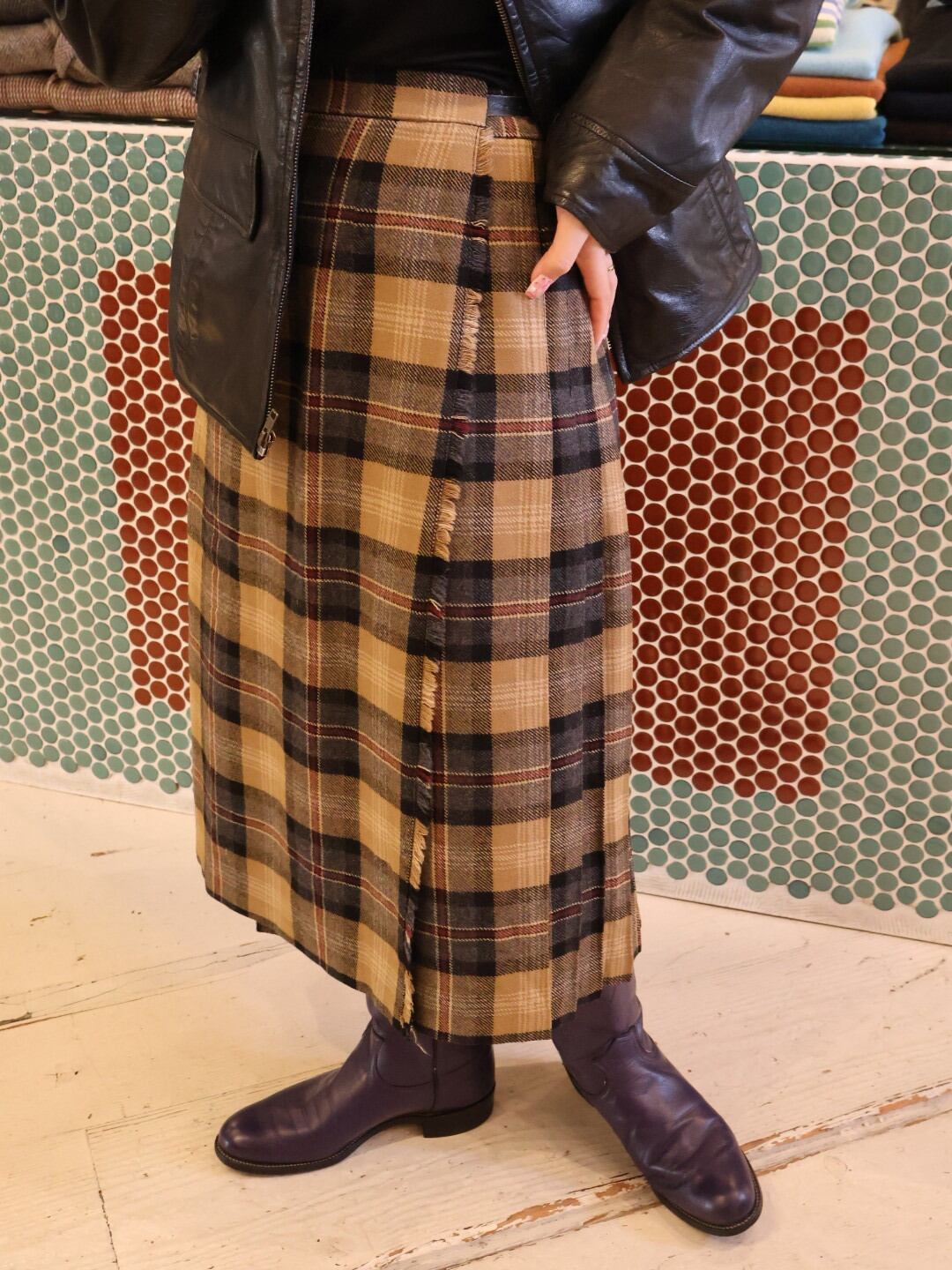 plaid wool kilt skirt【1915】