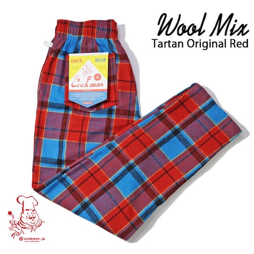 Chef pants Woolmix Tartan Original Red シェフパンツ オリジナルレッド UNISEX 男女兼用 Cookman クックマン イージーパンツ アメリカ