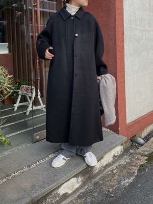 shaggy wool soutien collar long coat