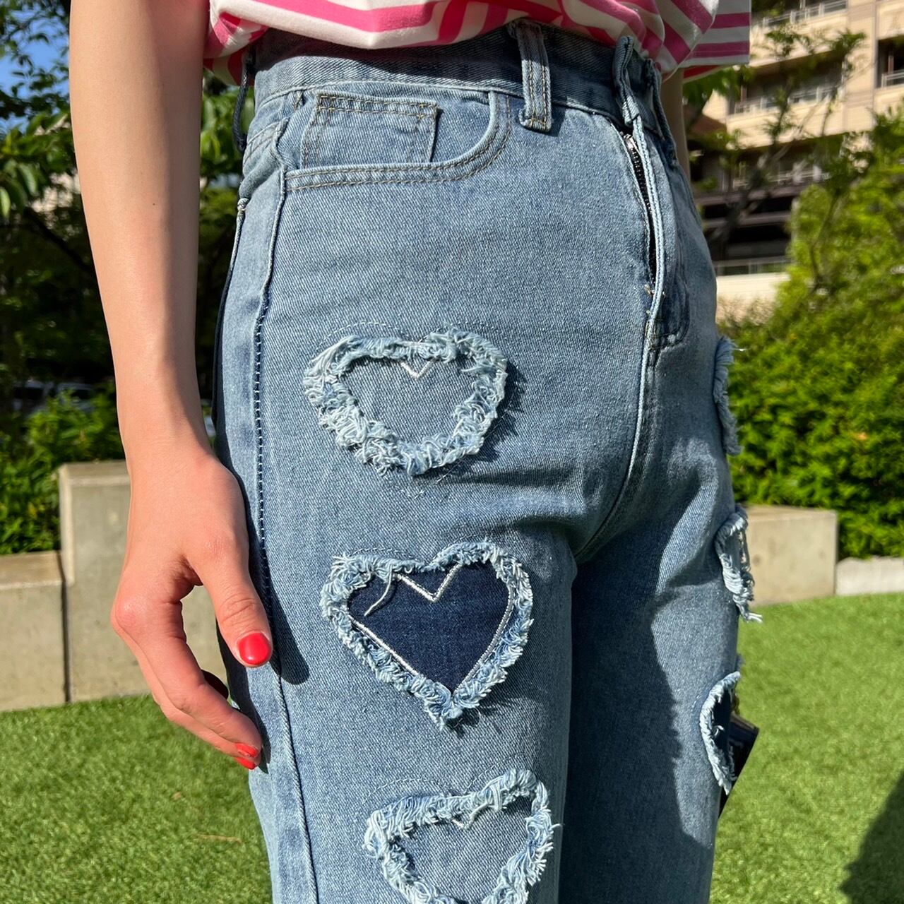 fringe heart high-waist denim_LN01046