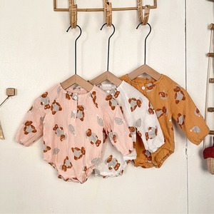 【BABY】テディベア柄ルームウェアロンパース　全6色