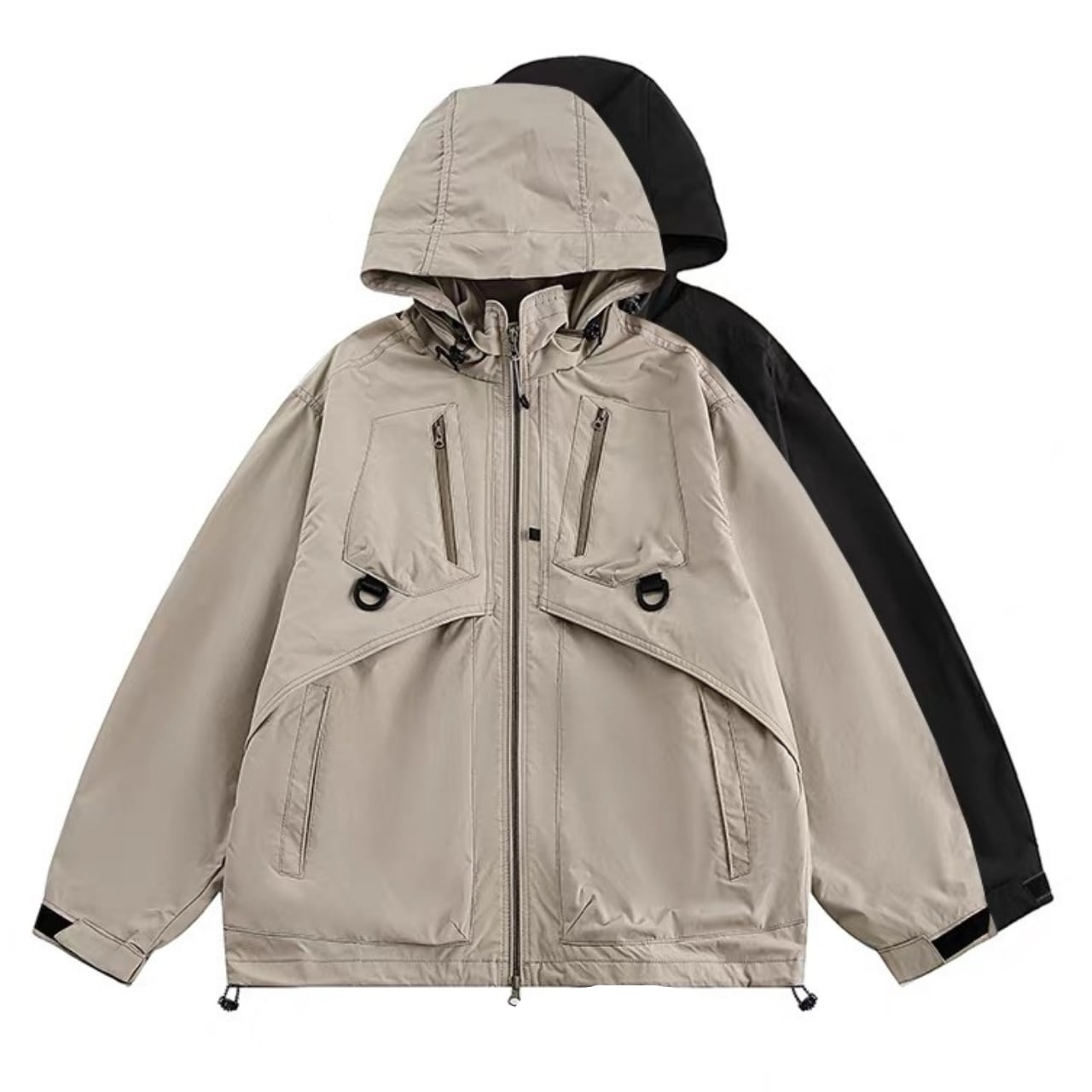 Zip-up hooded drawstring jacket 2colors 00305