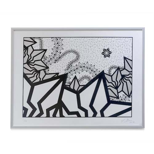 BAKIBAKI screen print "Silver River" (with Frame)