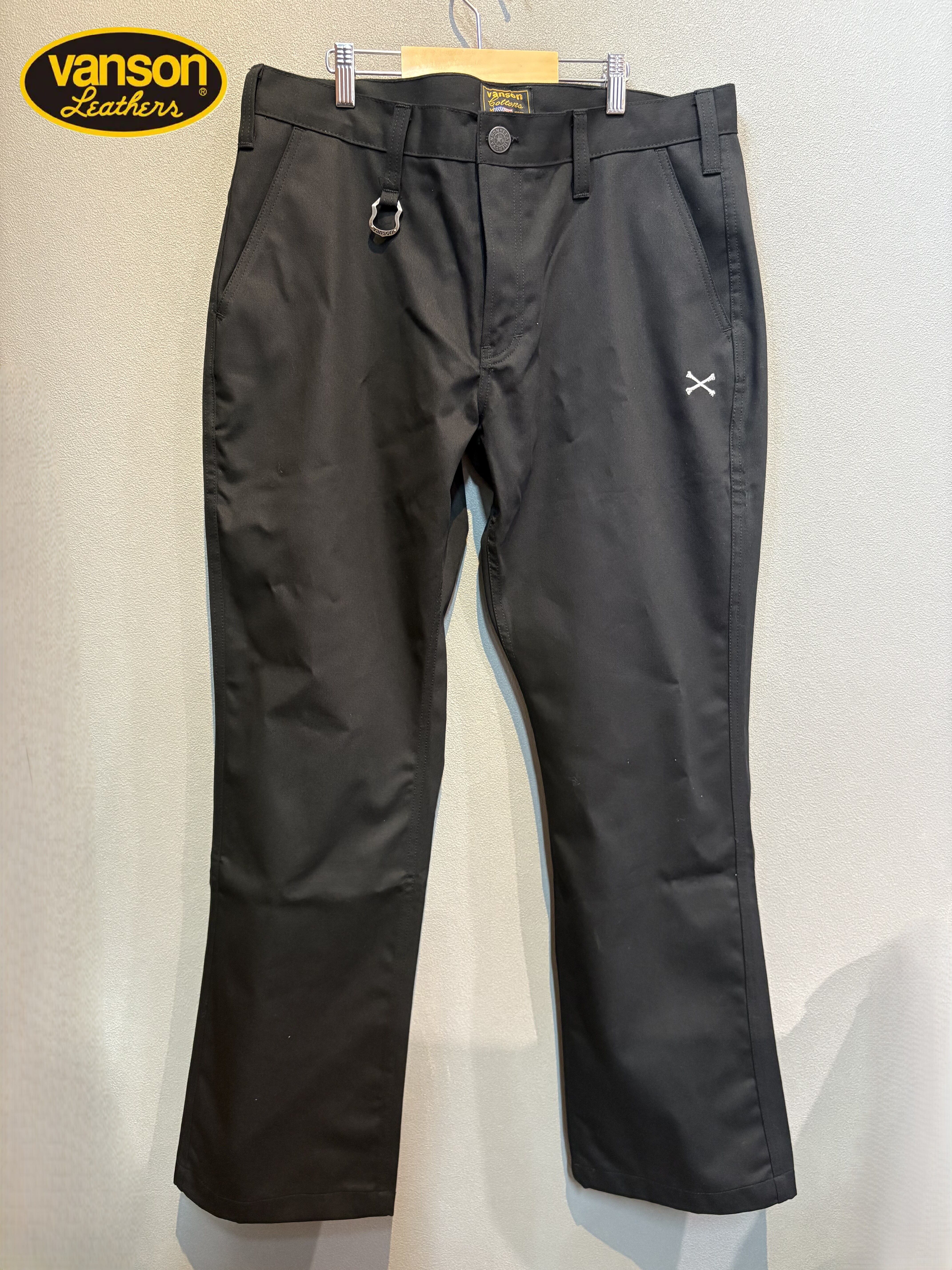 バンソン クロスボーン チノワークパンツ チノパン メンズ ブラック 36インチ VANSON クロスボーン チノワークパンツ チノパン 36インチ バンソン