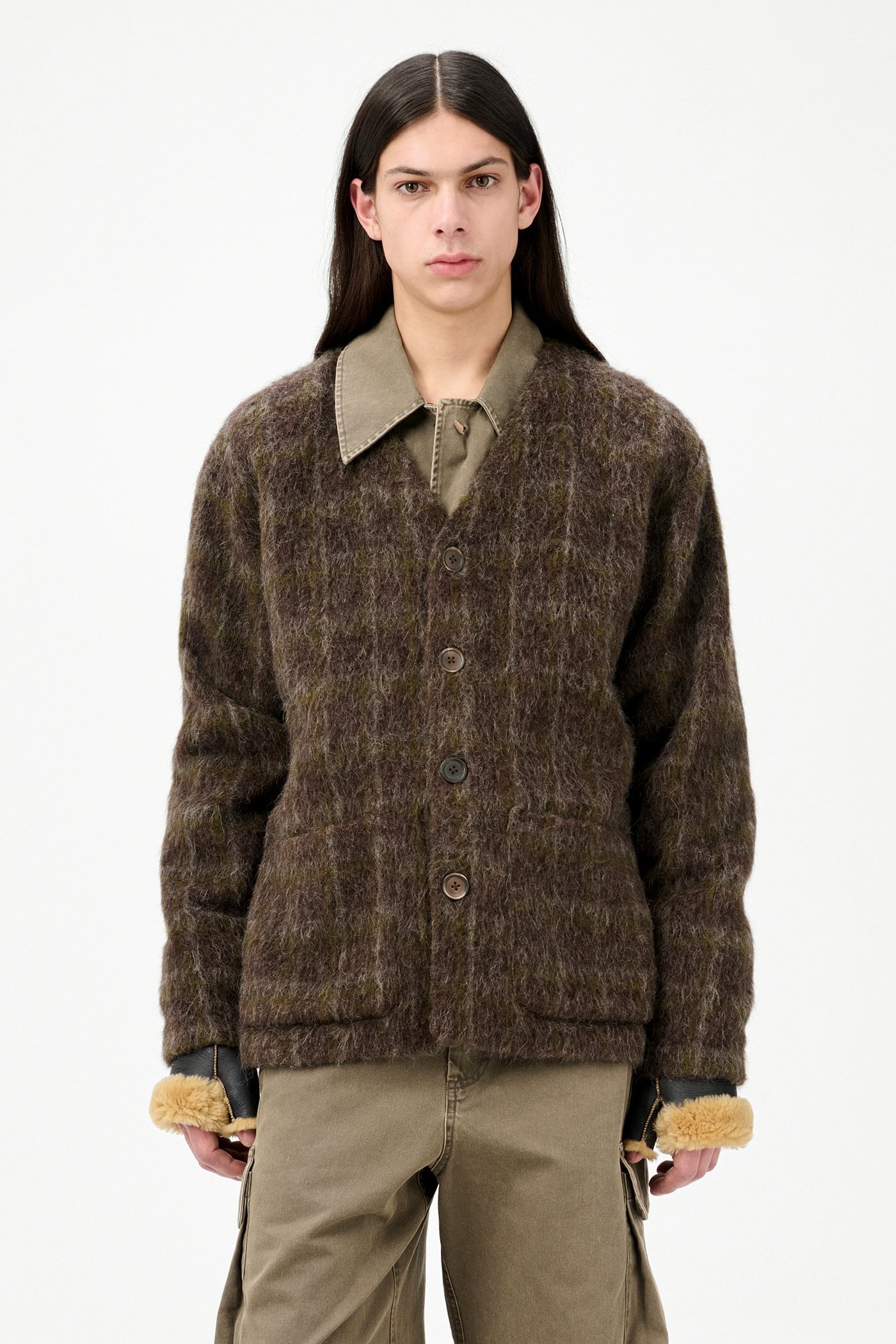 OUR LEGACY CARDIGAN Dorf Check Hairy Wool M4256CD | BEST PACKING STORE