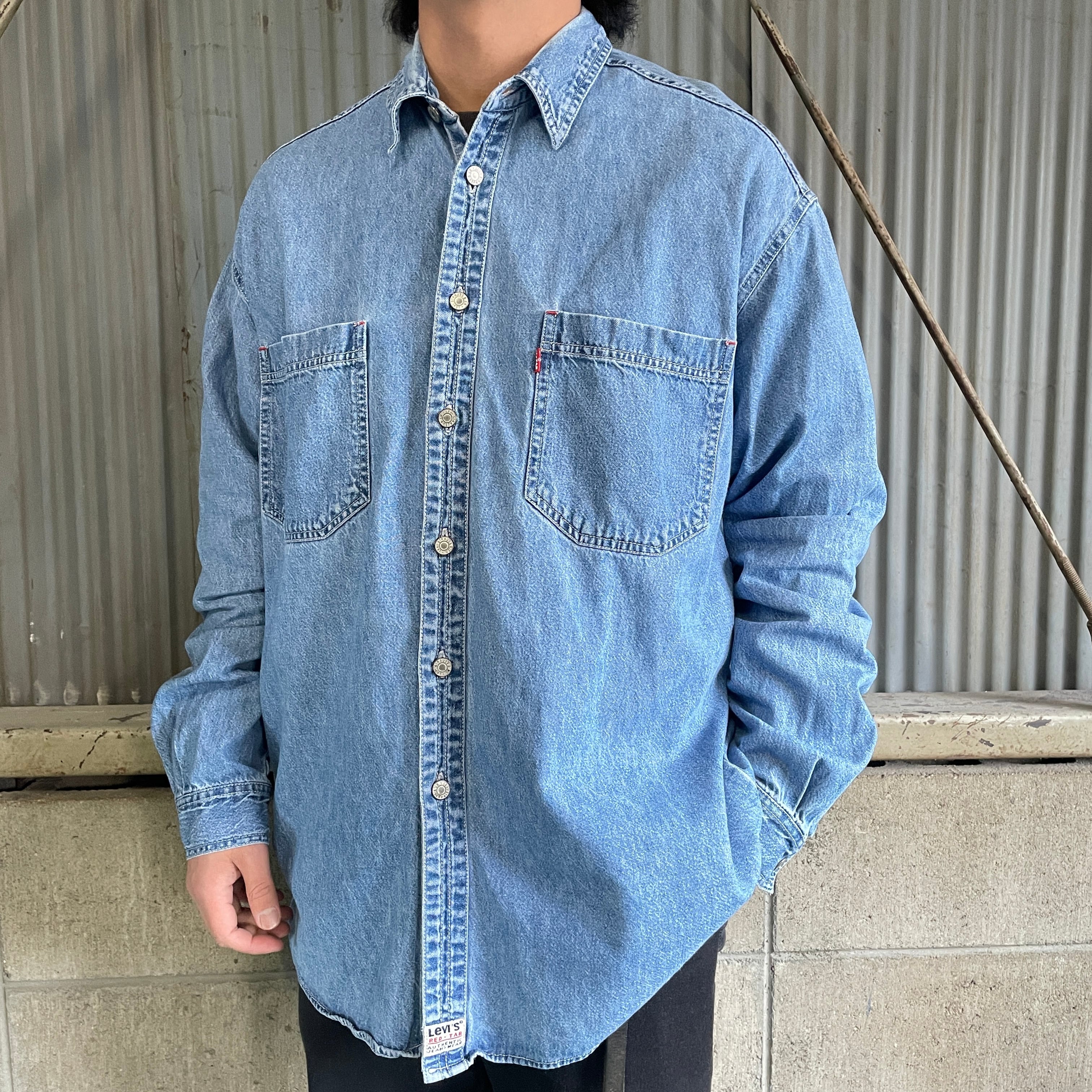 90年代 リーバイス Levi's リーバイス 長袖 デニムシャツ メンズL ...