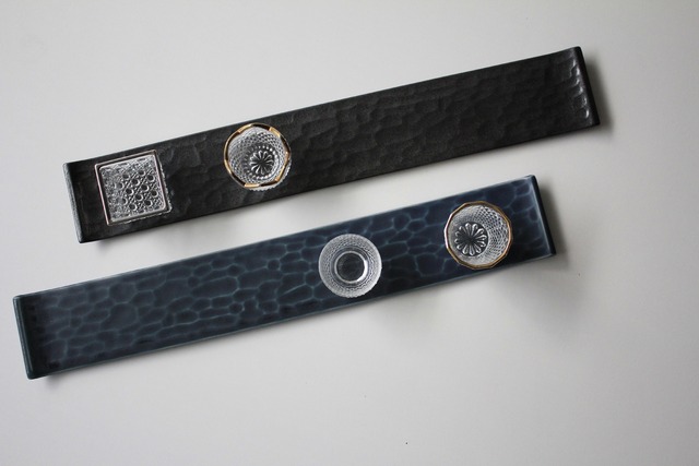 AS 有田焼　乱彫　藍マット　前菜皿