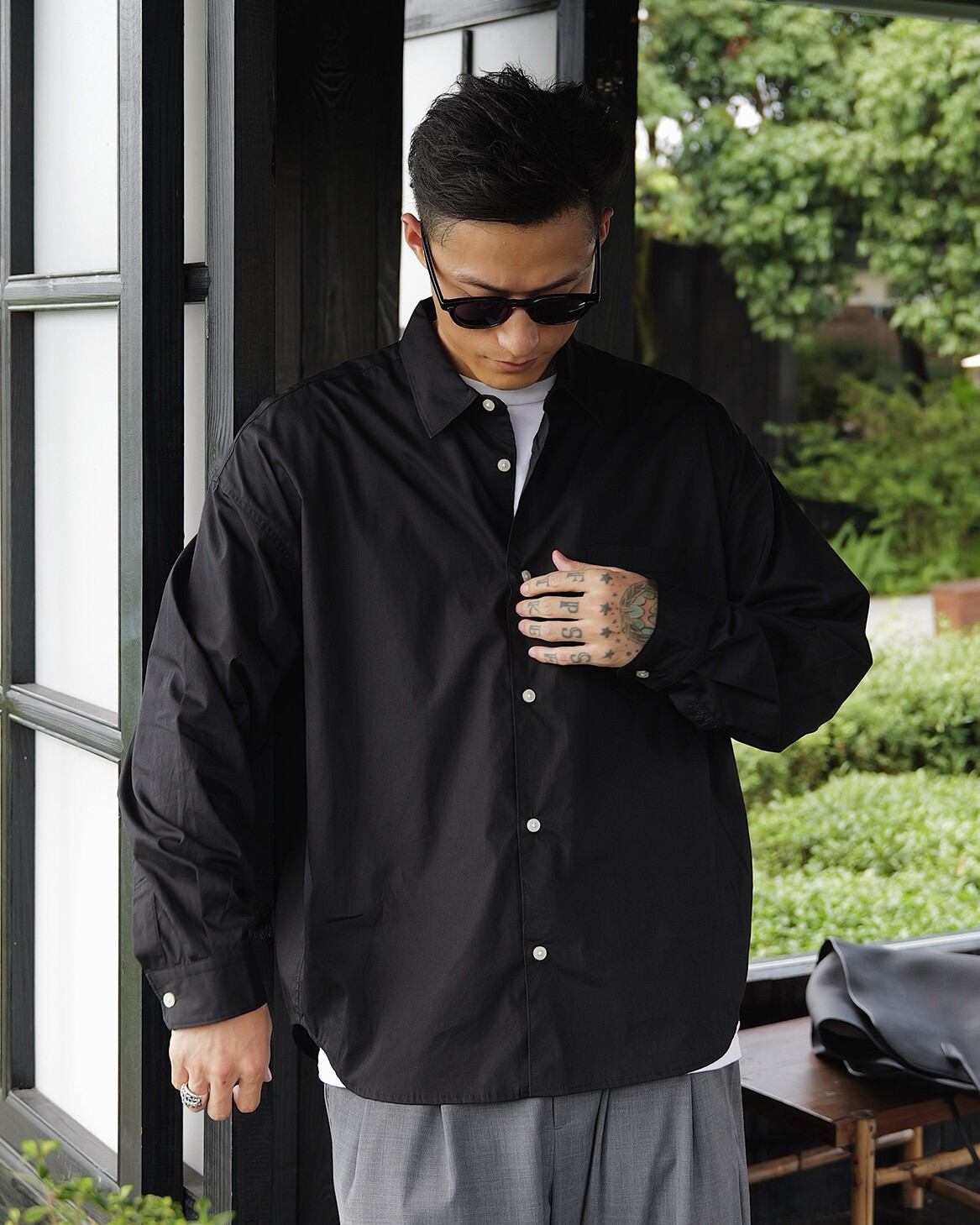 long-sleeve hip-length wide shirt x01050 | XPOSE