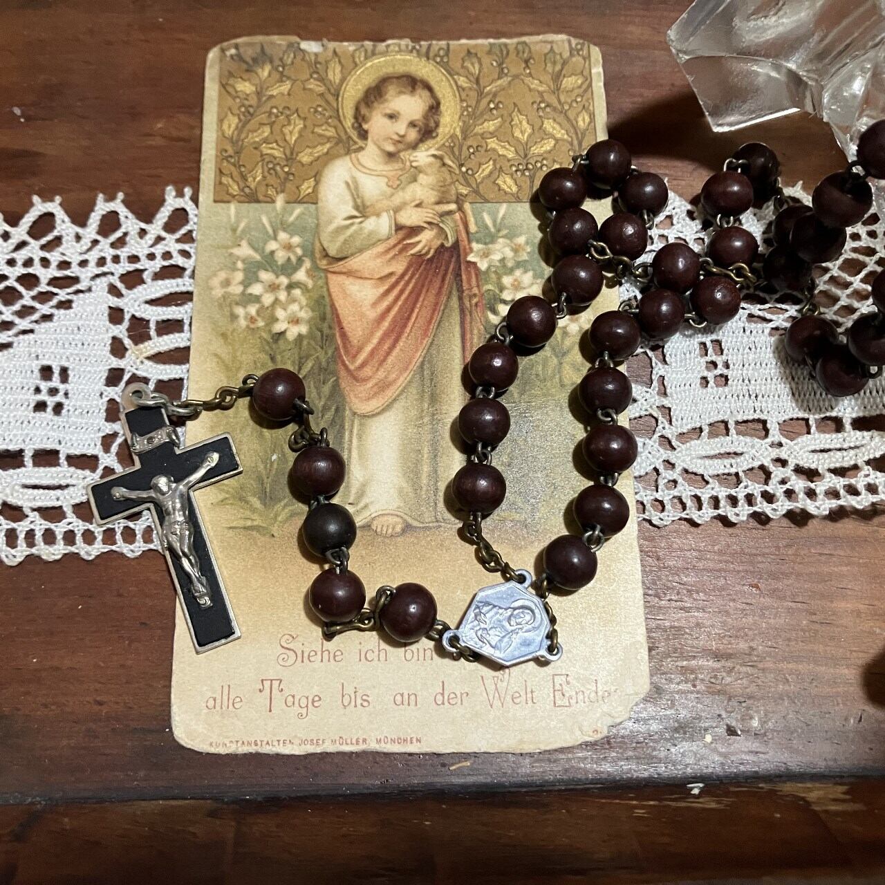 ウッドビーズ濃茶ロザリオ ドイツ